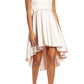 Vestido de cetim alto/baixo feminino com lantejoulas e corações, rosa, tamanho 7