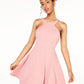 Vestido de festa curto sem mangas City Studios feminino, estilo flare, rosa, tamanho 0