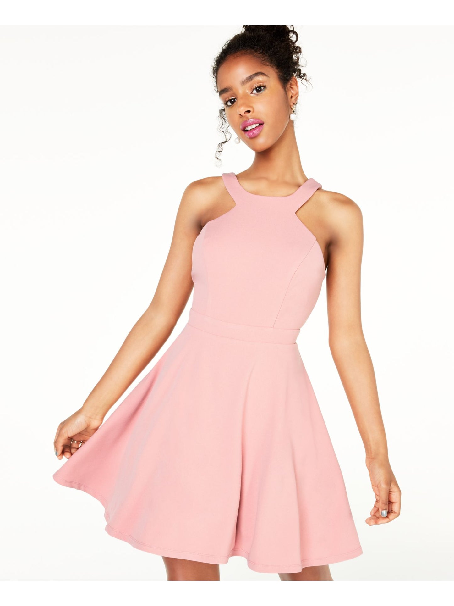 Vestido de festa curto sem mangas City Studios feminino, estilo flare, rosa, tamanho 0