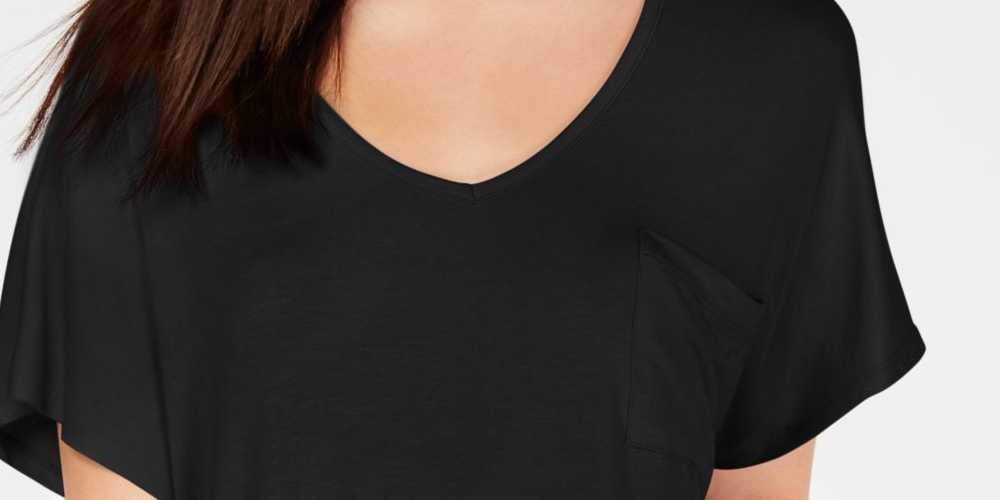 Camiseta feminina Hippoe Rose com bolso frontal, manga curta, gola V, infantil, preta, tamanho P