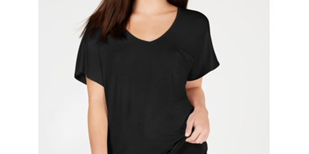 Camiseta feminina Hippoe Rose com bolso frontal, manga curta, gola V, infantil, preta, tamanho P