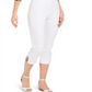 Calça Capri Feminina JM Collection Tortoise Look Ring Tummy Control Branca Tamanho X-S