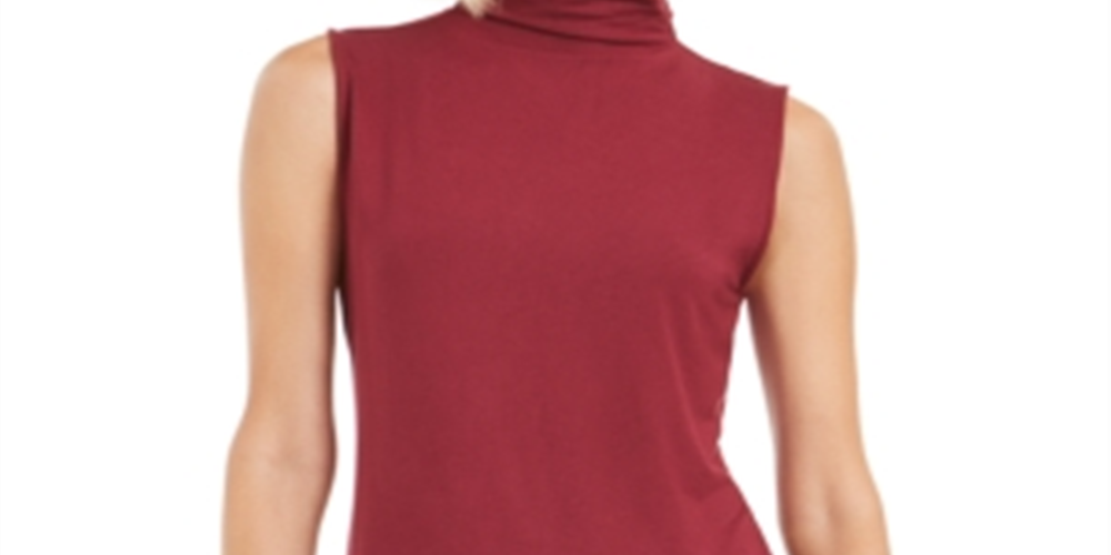 Blusa feminina Alfani com decote falso e sem mangas, vermelha, tamanho pequeno G