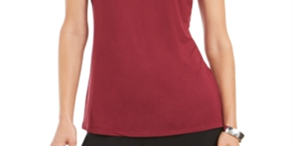 Blusa feminina Alfani com decote falso e sem mangas, vermelha, tamanho pequeno G