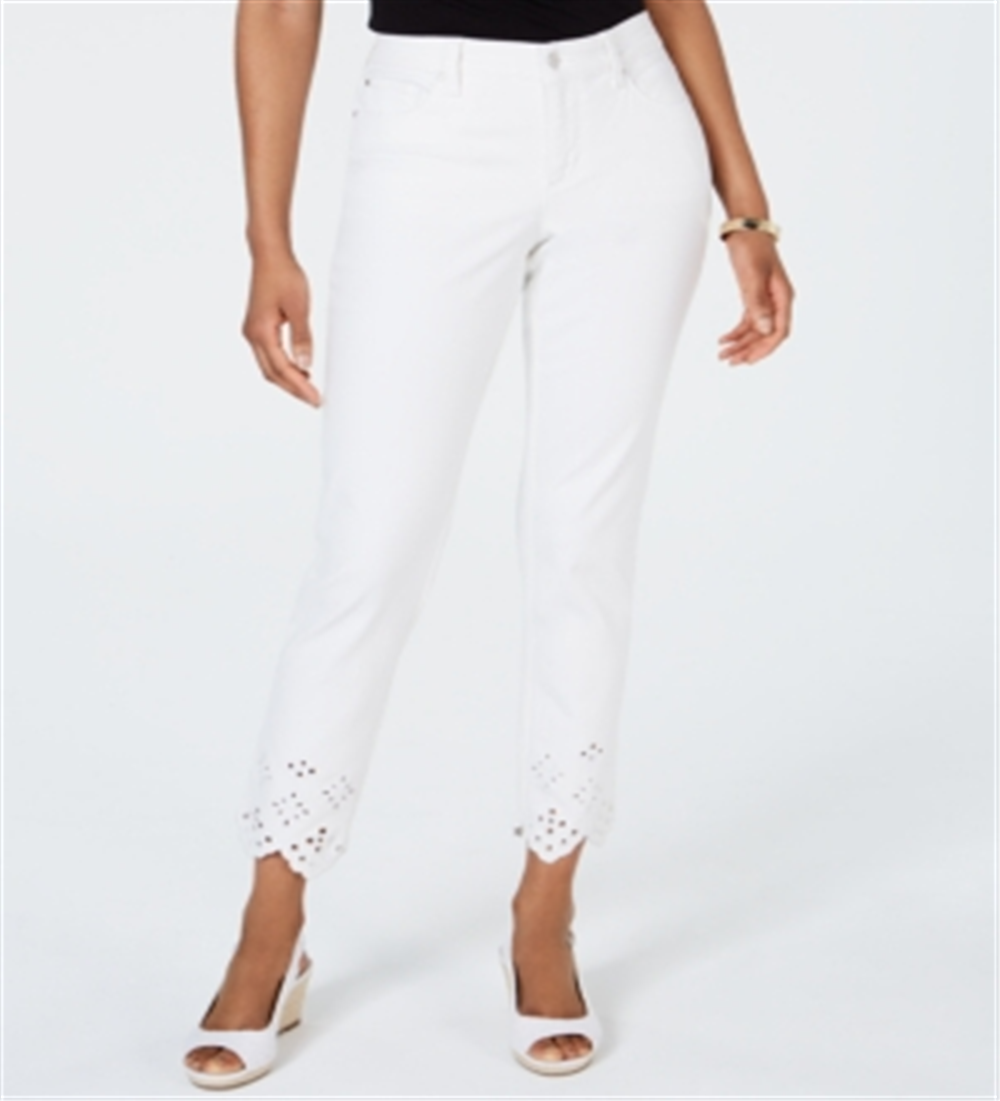 Calça jeans skinny feminina Charter Club Bristol com bainha com ilhós, branca, tamanho 18