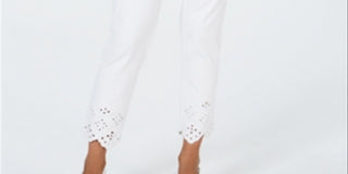 Calça jeans skinny feminina Charter Club Bristol com bainha com ilhós, branca, tamanho 18