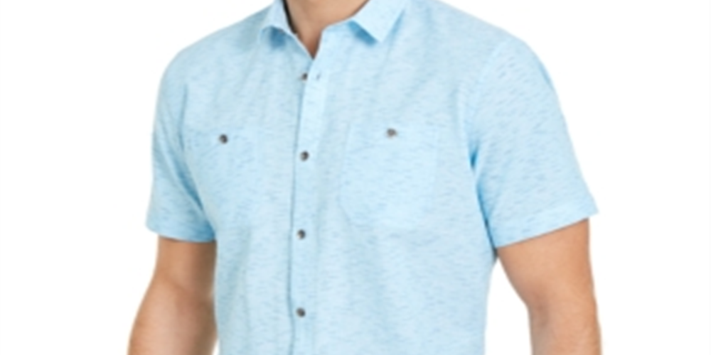 Camisa masculina com estampa de gola e botões INC International Concepts, tamanho pequeno, azul