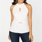 Blusa feminina Thalia Sodi com decote redondo e manga curta, branca, tamanho X-S