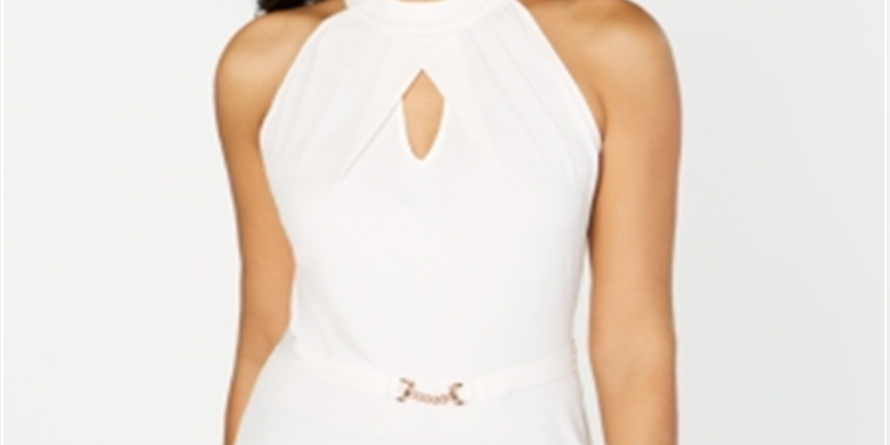 Blusa feminina Thalia Sodi com decote redondo e manga curta, branca, tamanho X-S