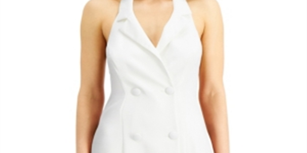 Vestido de smoking City Studios Junior's Halter, branco, tamanho pequeno