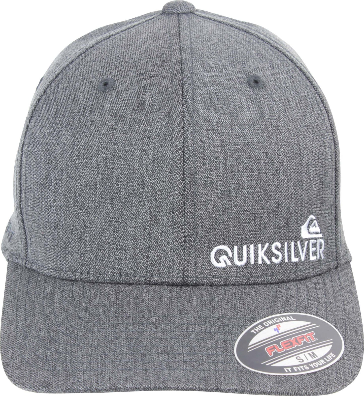 Boné de beisebol masculino Quiksilver Sidestay Flexfit prateado e cinza, tamanho P