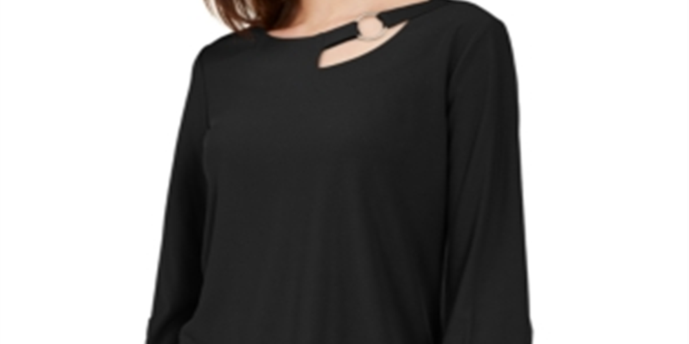 Blusa Alfani Feminina Recortada Preta Tamanho Pequeno Médio