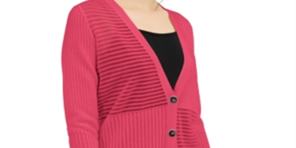Cardigan feminino Alfani Ottoman rosa tamanho pequeno médio