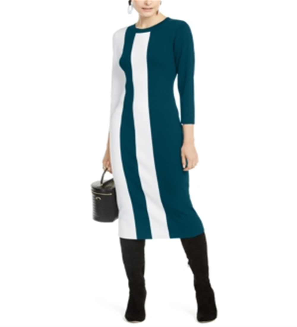 Vestido suéter feminino com blocos de cores da INC International Concepts, verde, tamanho pequeno XL