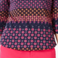Charter Club Blusa de algodão estampada feminina com manga 3/4, azul, tamanho pequeno médio
