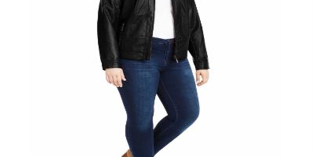 Jaqueta de couro sintético Jou Jou feminina da moda plus size preta tamanho XX-G