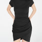 Vestido de coquetel curto feminino Planet Gold, manga curta, preto, tamanho grande
