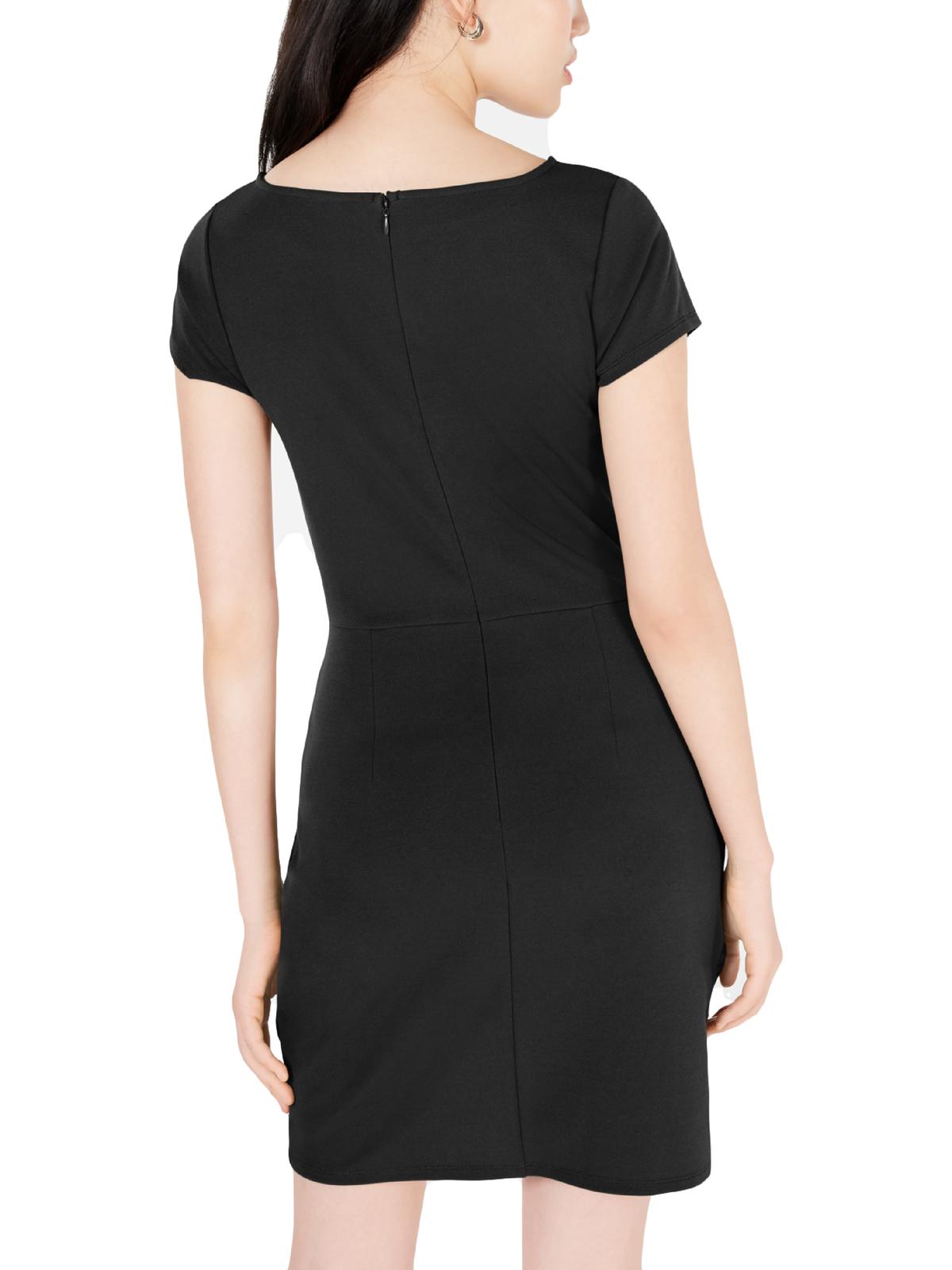 Vestido de coquetel curto feminino Planet Gold, manga curta, preto, tamanho grande
