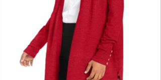 Cardigan feminino Charter Club com frente aberta, vermelho, tamanho pequeno