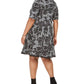 Vestido longo feminino Robbie Bee Plus com acabamento em crochê floral e manga curta, cinza, tamanho 2X