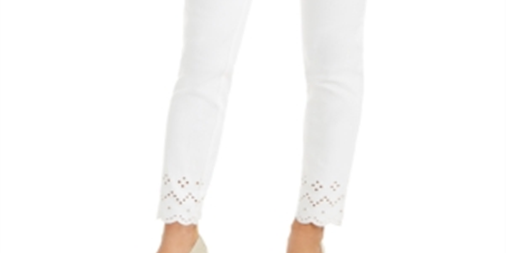 Calça jeans feminina Charter Club com ilhós, branca, tamanho 4