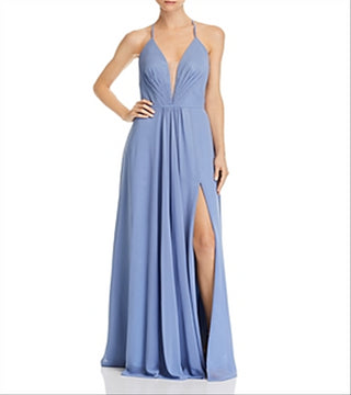 Vestido de chiffon com cadarço Aqua feminino, azul, tamanho 8