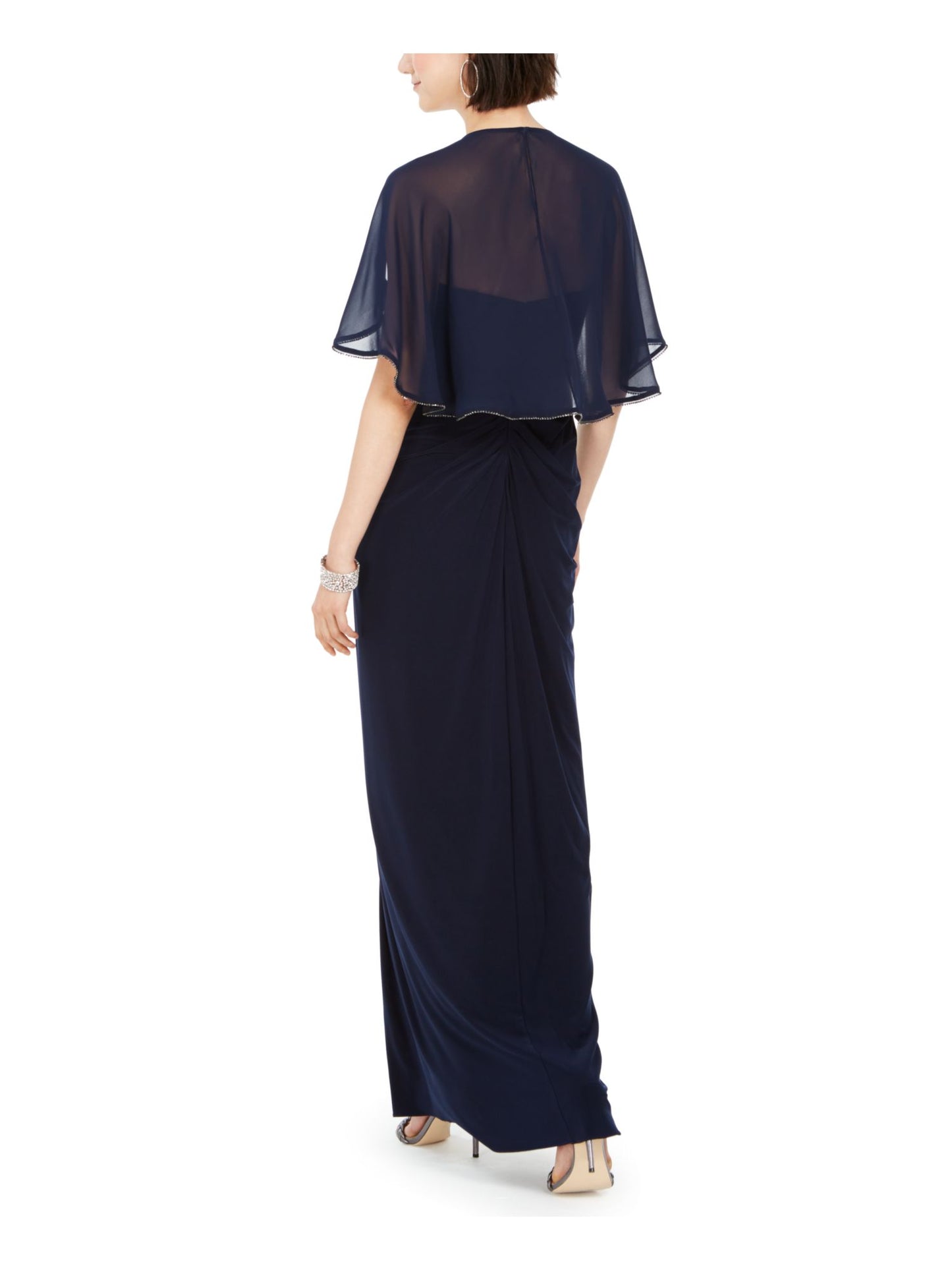 Adrianna Papell vestido formal feminino enfeitado com babados azul tamanho 8