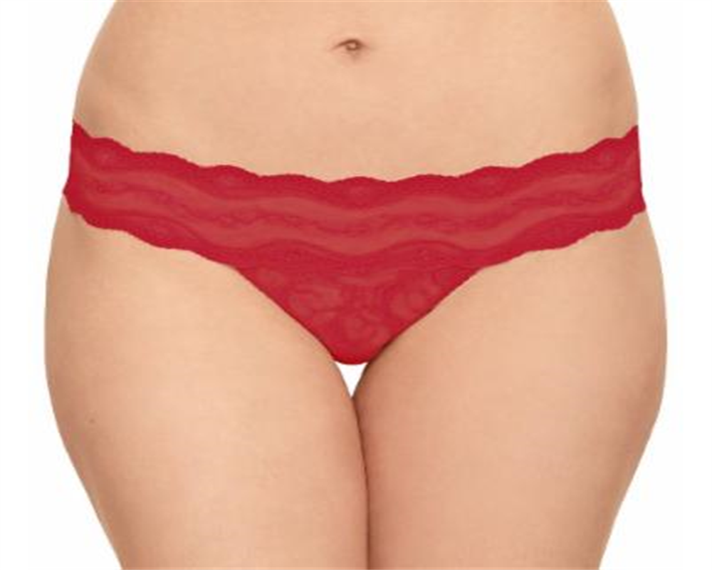 Biquíni feminino de renda Kiss da B.tempt'd By Wacoal, vermelho, tamanho grande
