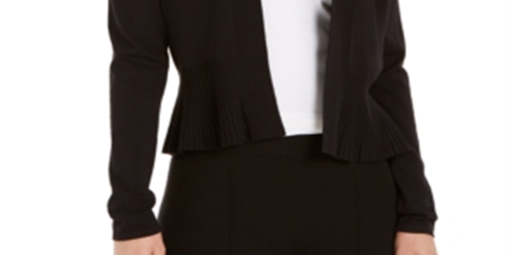 Cardigan feminino peplum com frente aberta Charter Club, preto, tamanho pequeno