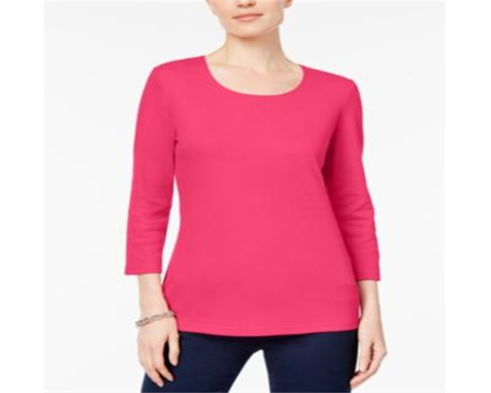 Karen Scott Top feminino com decote redondo rosa tamanho XX-G