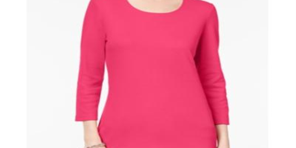 Karen Scott Top feminino com decote redondo rosa tamanho XX-G