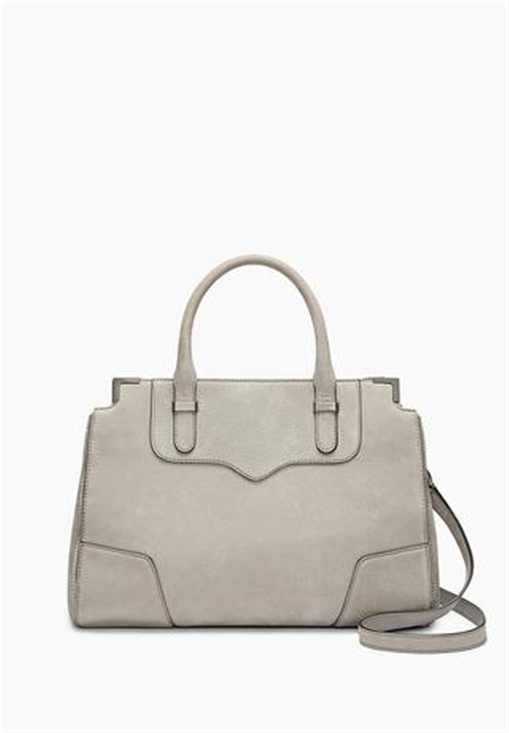 Bolsa feminina Rebecca Amorous Nubuck cinza tamanho regular