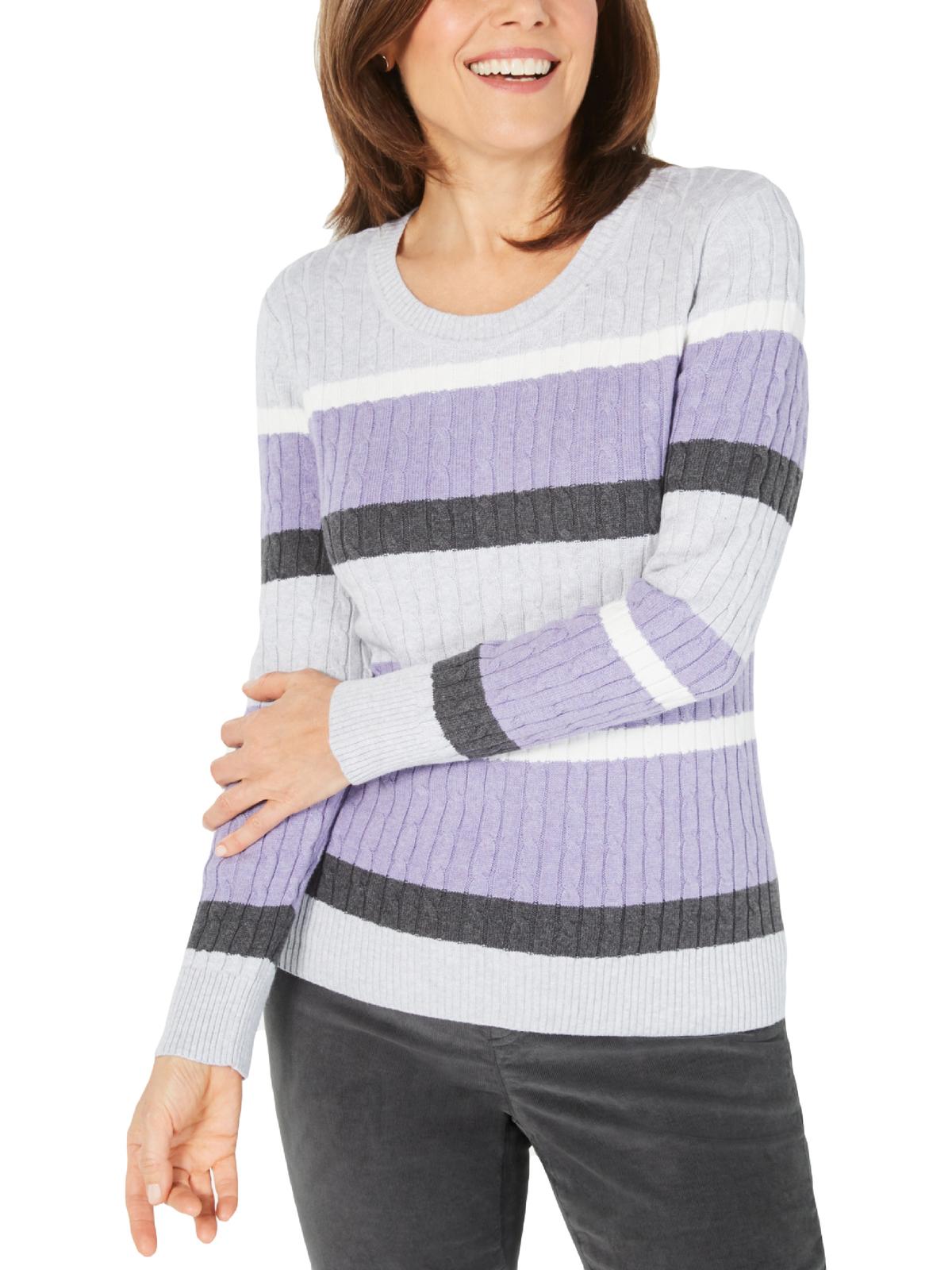 Karen Scott Suéter Listrado Feminino Gola Redonda Roxo Tamanho XS