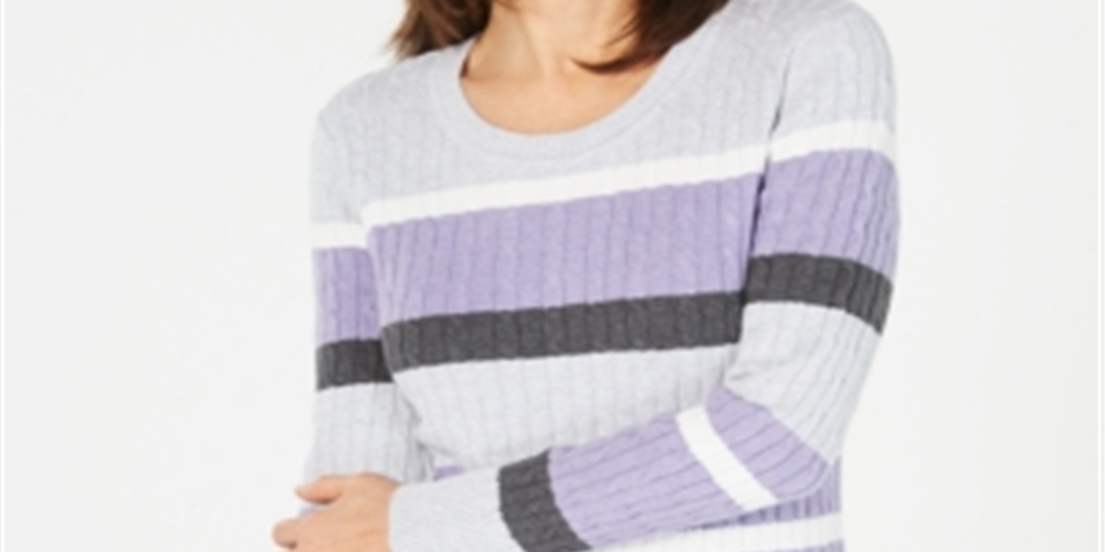 Karen Scott Suéter Listrado Feminino Gola Redonda Roxo Tamanho XS