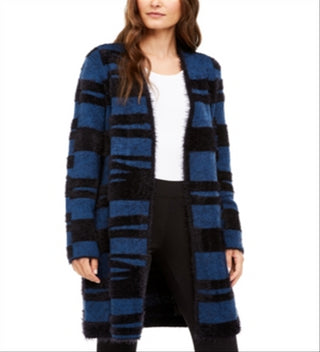 Cardigan longo de malha com cílios feminino Alfani, azul marinho/preto, tamanho pequeno G