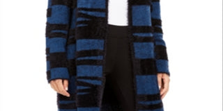 Cardigan longo de malha com cílios feminino Alfani, azul marinho/preto, tamanho pequeno G