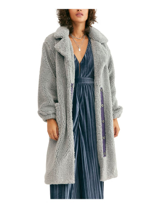 Jaqueta feminina com zíper Free People, azul, tamanho grande