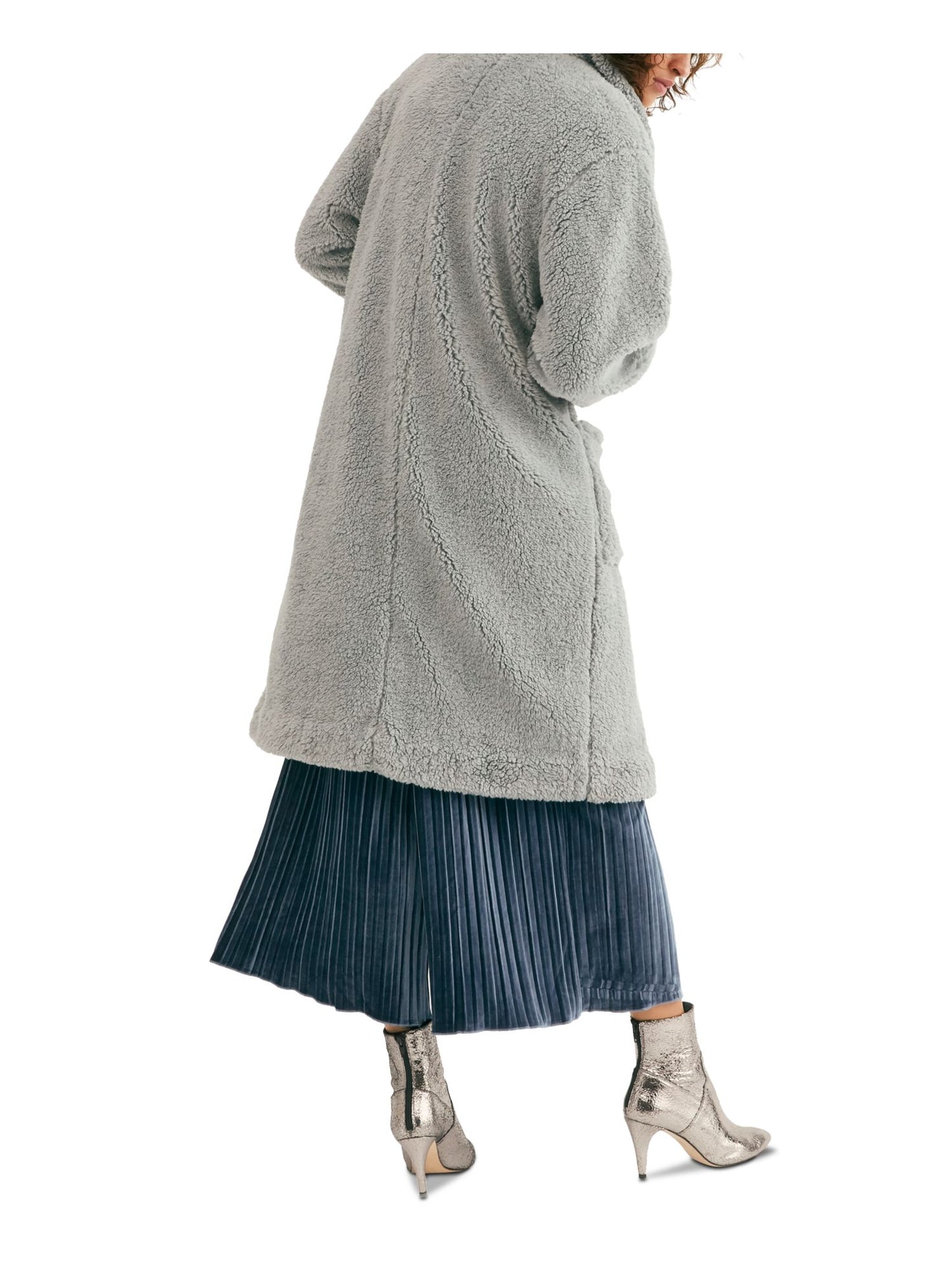 Jaqueta feminina com zíper Free People, azul, tamanho grande