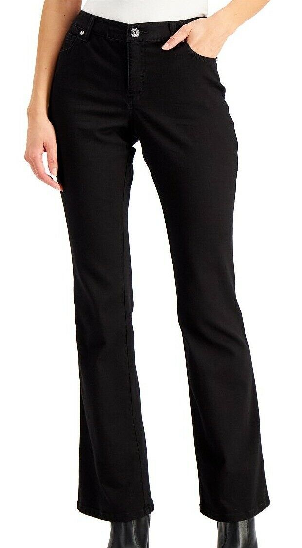 Calça jeans feminina INC International Concepts Elizabeth Curvy Bootcut preta tamanho 6/28