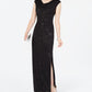 Vestido drapeado floral metálico feminino Jessica Howard, preto, tamanho 14