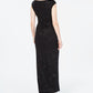 Vestido drapeado floral metálico feminino Jessica Howard, preto, tamanho 14