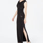 Vestido drapeado floral metálico feminino Jessica Howard, preto, tamanho 14