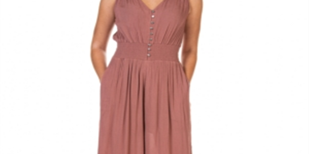 Macacão culotte feminino com cintura franzida e fita preta, tamanho médio, lilás escuro