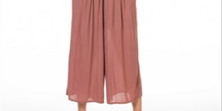 Macacão culotte feminino com cintura franzida e fita preta, tamanho médio, lilás escuro