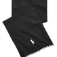 Polo Ralph Lauren Cachecol retangular de algodão com franjas masculino, preto, tamanho regular