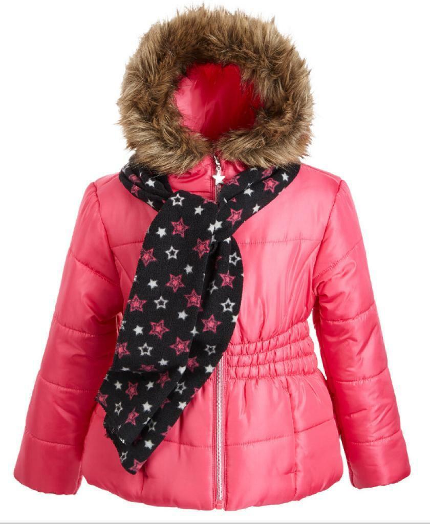 Jaqueta com capuz e cachecol para meninas S Rothschild &amp; Co, rosa, tamanho 5/6
