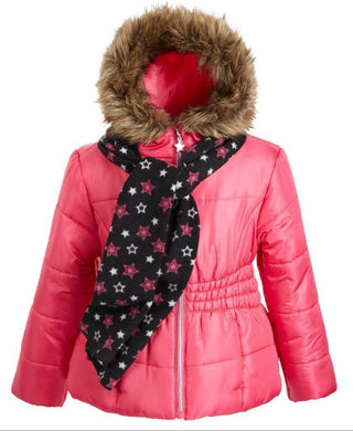 Jaqueta com capuz e cachecol para meninas S Rothschild &amp; Co, rosa, tamanho 5/6