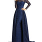 Mac Duggal Vestido longo de renda com sobressaia feminino, azul marinho, tamanho 16
