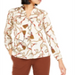 Top plissado estampado feminino Bar III marrom tamanho XX-S