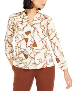 Top plissado estampado feminino Bar III marrom tamanho XX-S